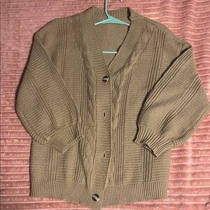 Source Unknown Taupe Cable Knit Cardigan